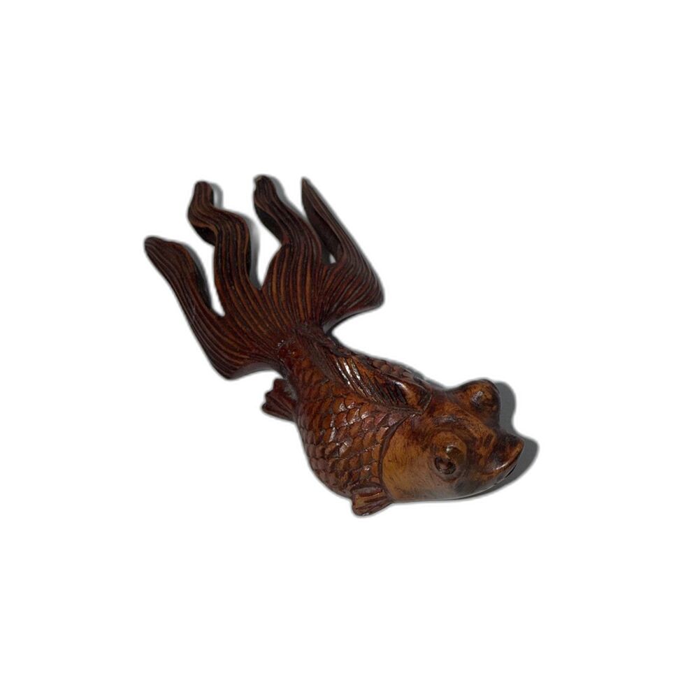 Chinese Carved Rosewood Figure Koi Carp Fish 3" Long